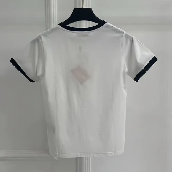 Miu Miu White Flocked Logo Short-Sleeve T-Shirt, - Picture 2 of 5